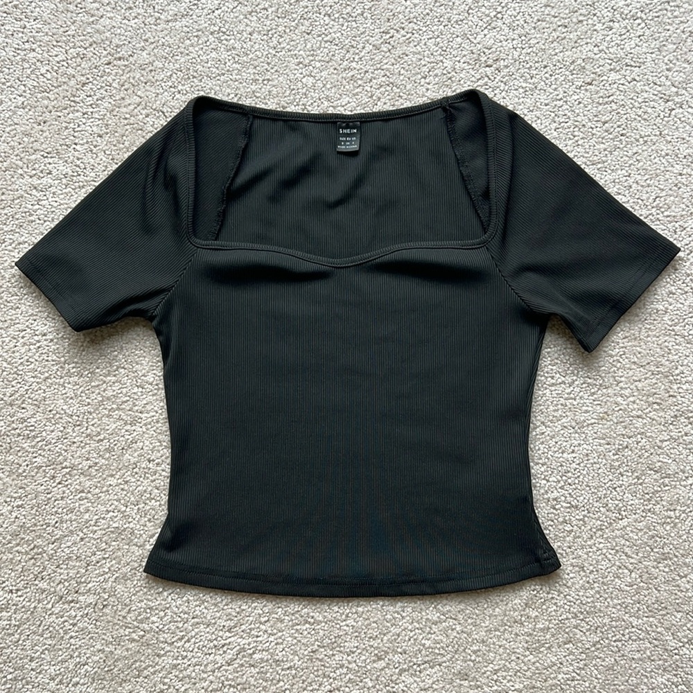 Shein Sweetheart Neckline Ribbed Shirt